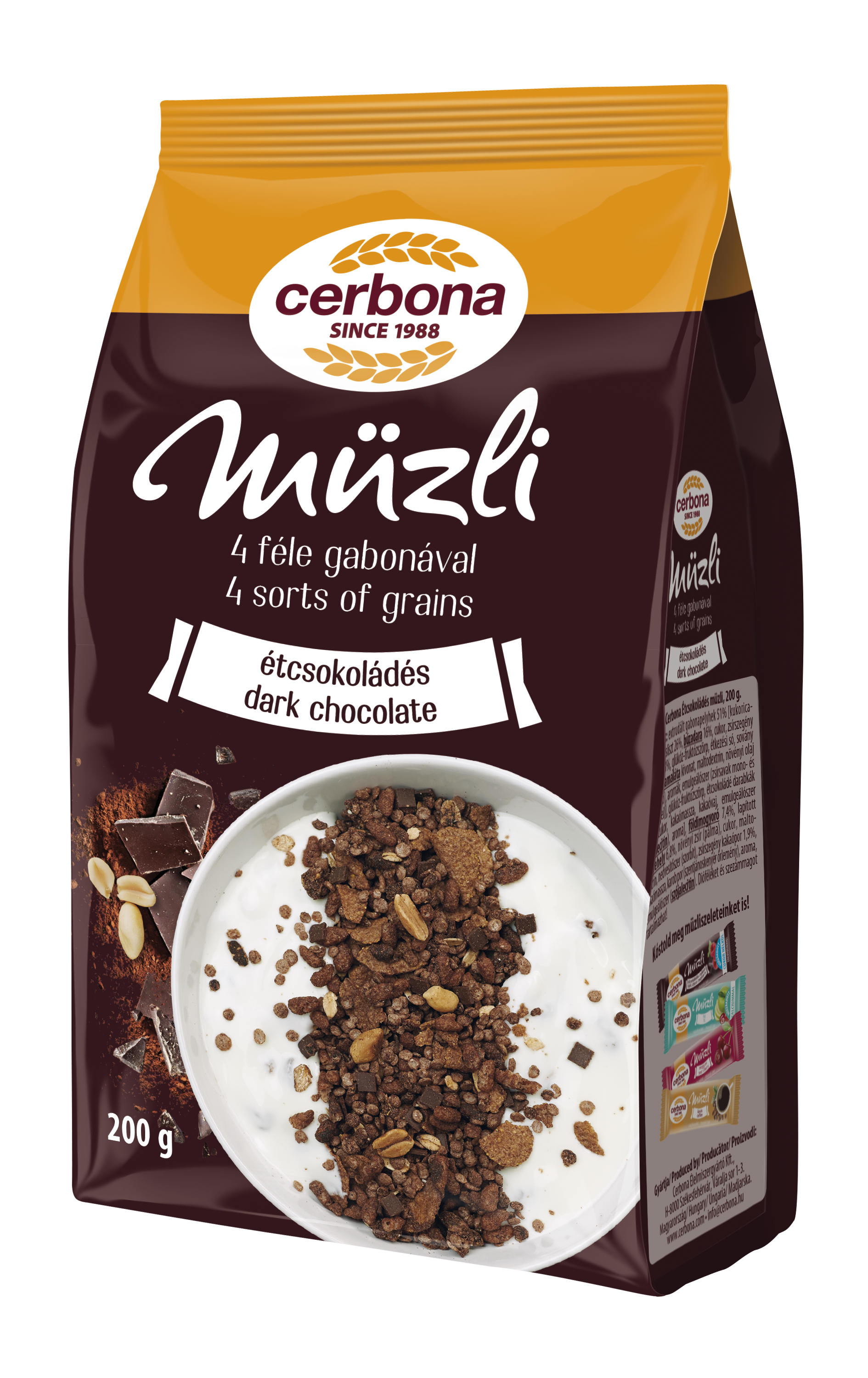 Cerbona Étcsokoládés müzli 200g